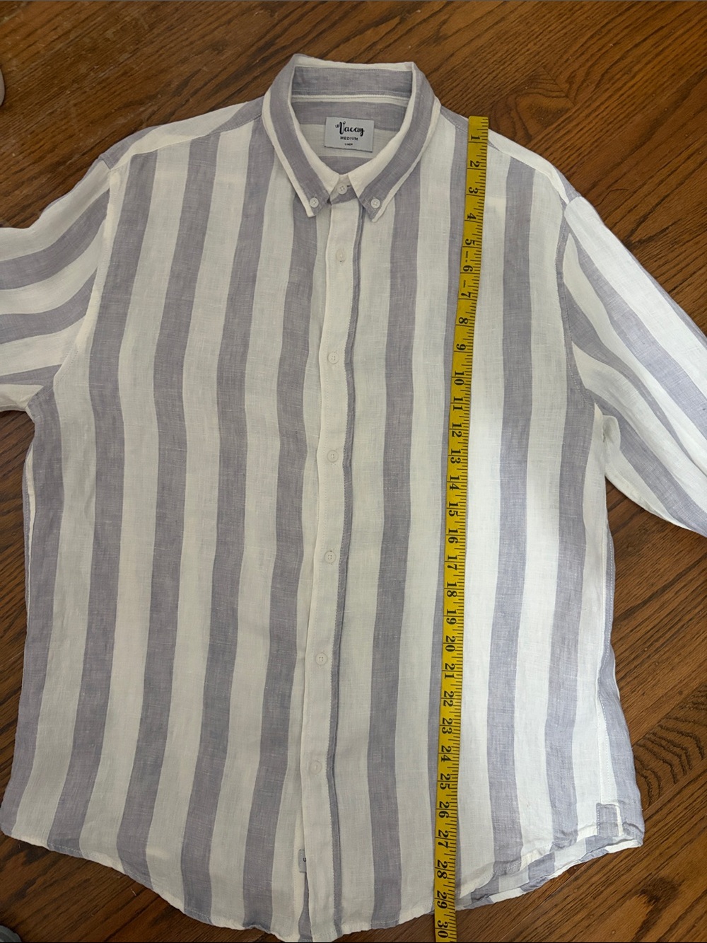 Vacay Men’s Linen Grey Striped Button Down Shirt - Picture 10 of 12
